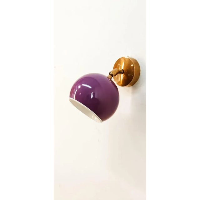 Adjustable Sconce with Purple Metal Dome For Sale - Image 4 of 7