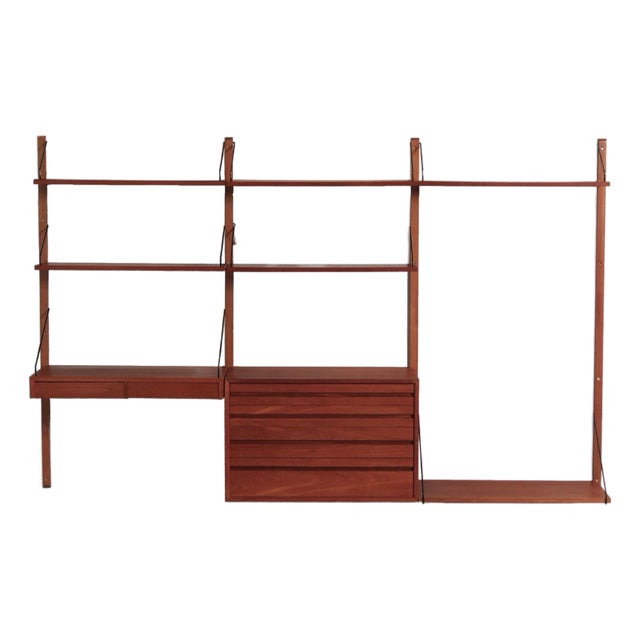 Royal System Wall System with Desk, Drawer Unit and Shelves by Poul Cadovius for Cado, 1960s For Sale
