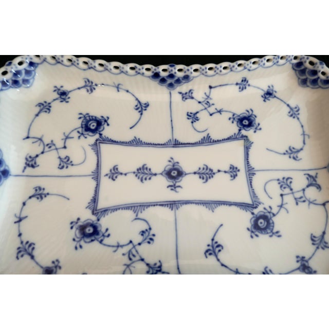 Royal Copenhagen Blue Fluted Full Lace Porcelain Tray For Sale - Image 9 of 9