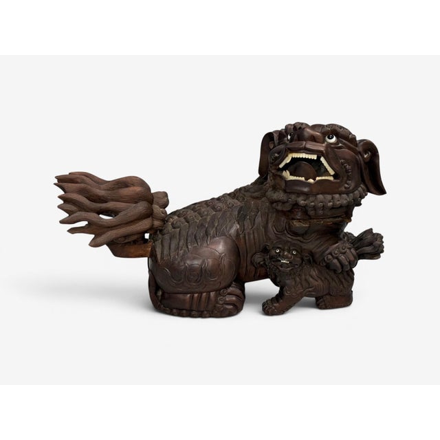 Chinese Export, Opposing Foo Dogs, Solid Teakwood, Glass, China, 19th C. For Sale In New York - Image 6 of 18