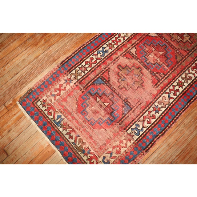Late 19th Century Shabby Chic Moghan Kazak Runner - 2'8" x 5'8" For Sale In New York - Image 6 of 9