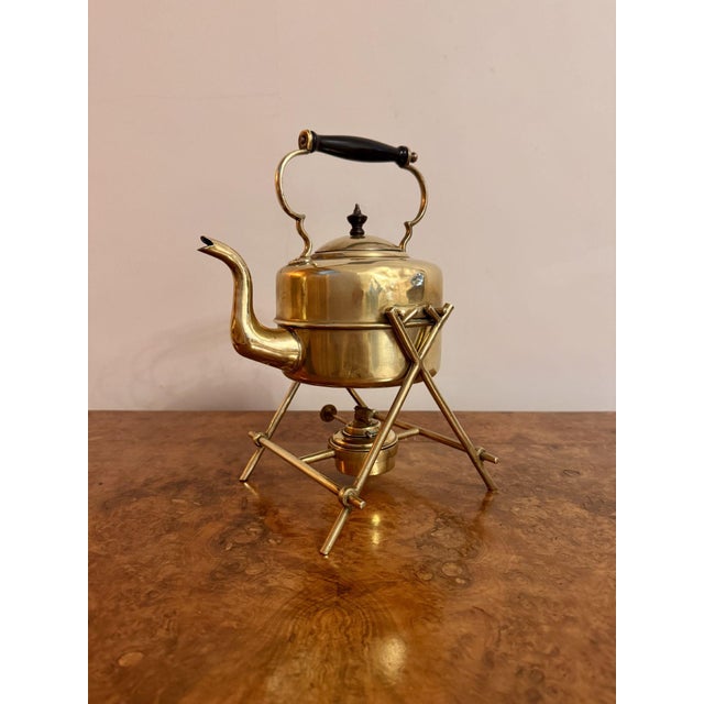 Antique Edwardian Brass Spirit Kettle and Stand, 1900s, Set of 2 For Sale - Image 4 of 7