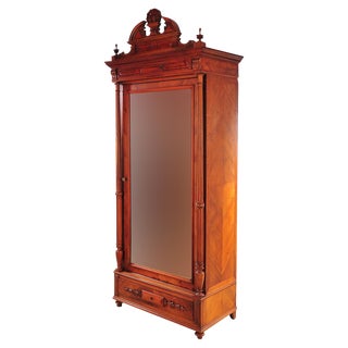 Antique 19th C. Single Door French Walnut Armoire For Sale