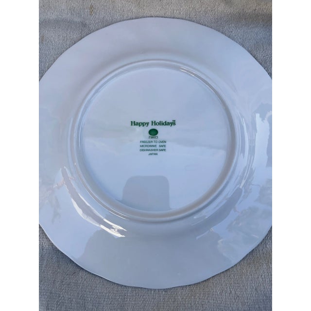 Ceramic Vintage Happy Holidays Christmas Dinner Plates - Set of 6 For Sale - Image 7 of 9