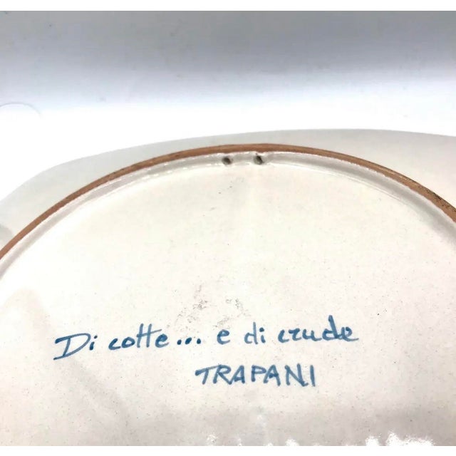 Deruta Di Cotte E Di Crude Trapani Sicilian Hand-Painted Windmill Ceramic Wall Platter For Sale - Image 4 of 6