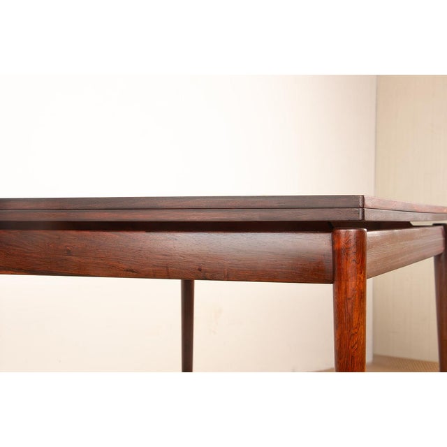 Extendable Danish Dining Table in Rosewood and Brass by Poul Volther for Frem Møbelfabrik 1960. For Sale - Image 3 of 17