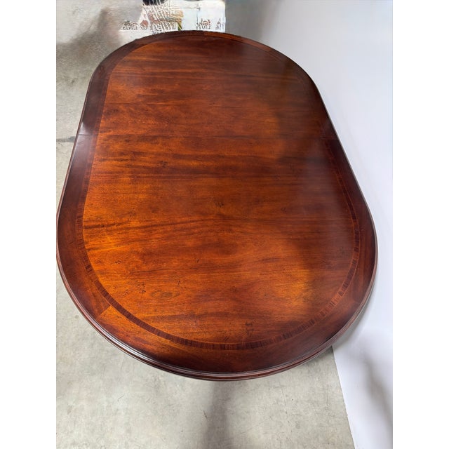 Late 20th Century 116" Long Oval Dining Table With Two 20" Removable Leaf Extensions For Sale - Image 6 of 14