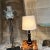 For your consideration, 1950s Sculptural Spindle Table Lamp in Palo Fierro Desert Ironwood Mexico Similar to cocobolo...