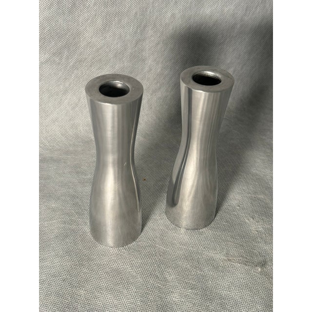 Metal Minimalist Candleholders attributed to Erika Pekkari for Ikea, 1990s, Set of 2 For Sale - Image 7 of 7
