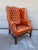 Copper Vintage Chesterfield Georgian Leather Wing Back Button Tufted Chair Ottoman Brass Nailhead For Sale - Image 8 of 16