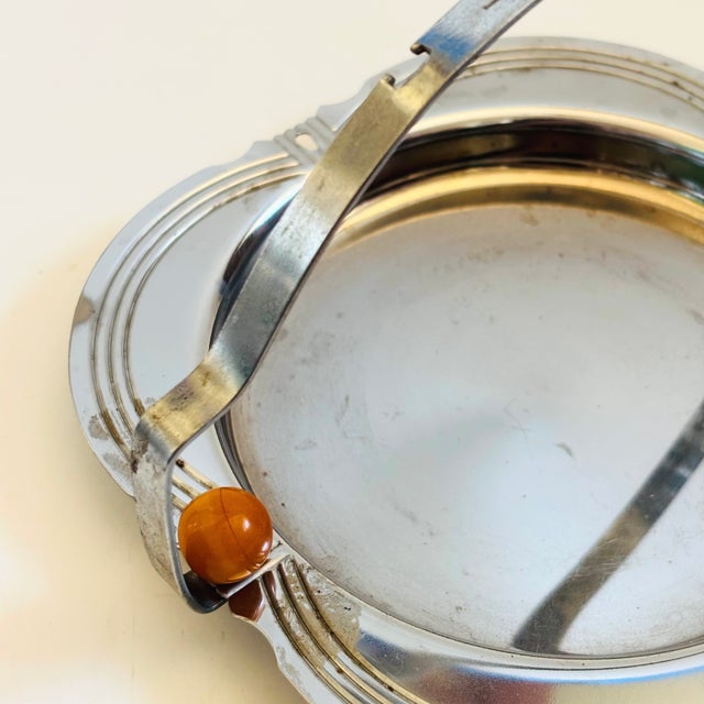 Mid 20th Century Art Deco Chrome Tray With Bakelite Accents For Sale - Image 5 of 10