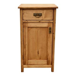 Pine Nightstand With One Door and One Drawer For Sale