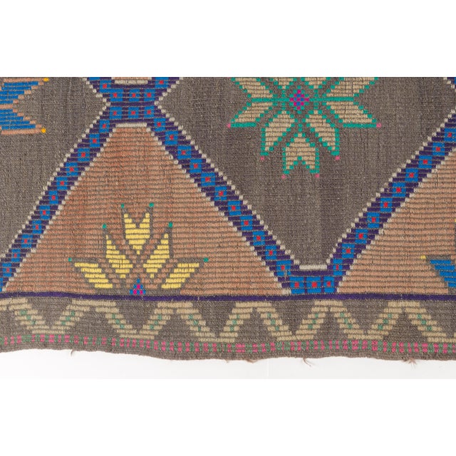 Pink Tribal Oushak Geometric Vintage Kilim Runner For Sale - Image 8 of 10