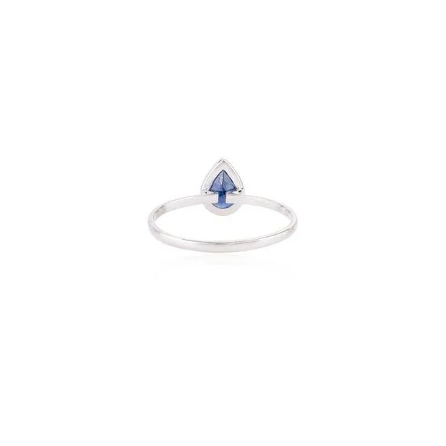 Blue 14k White Gold Royal Blue Pear Cut Ring Size 7 For Sale - Image 8 of 9