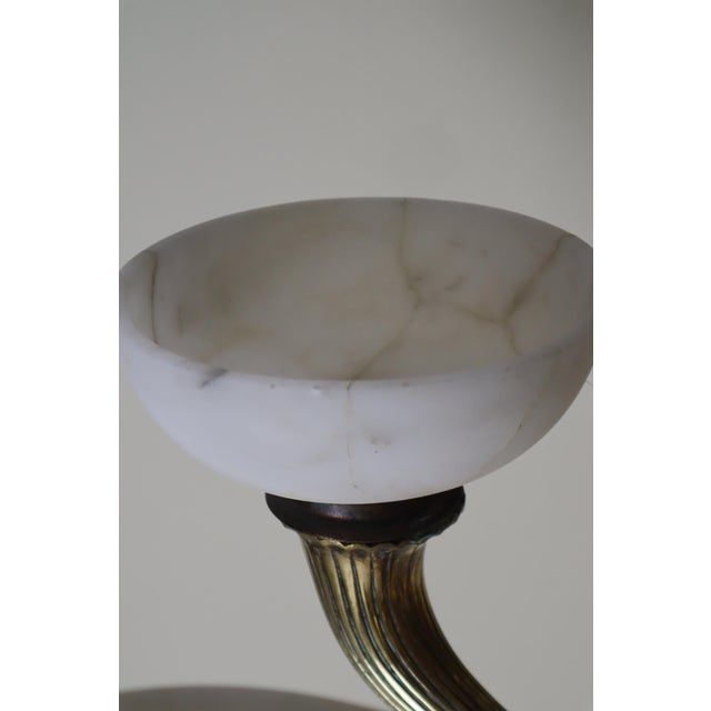 Gold Art Nouveau Cornucopia Chandelier in Alabaster and Brass For Sale - Image 8 of 18