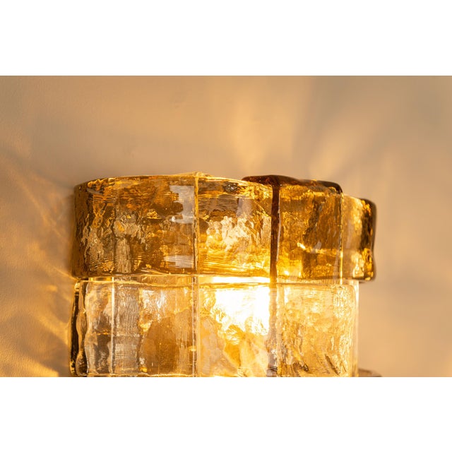 LP277 Wall Lamps in Tobacco and Crystal Glass by Carlo Nason for Mazzega, Italy, 1970s, Set of 3 For Sale - Image 11 of 14