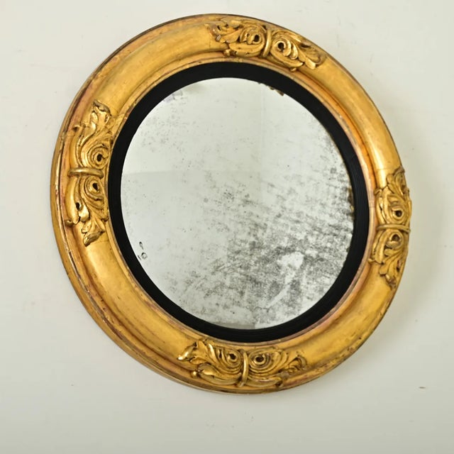 English 19th Century Giltwood Convex Mirror For Sale - Image 4 of 11