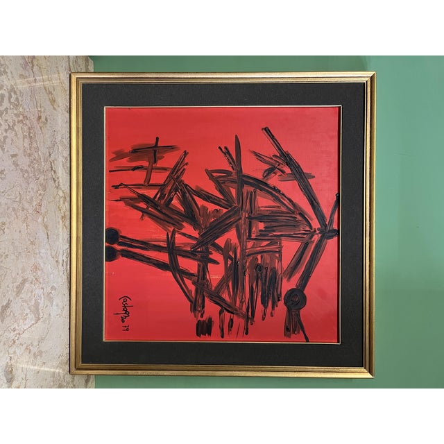 Castagno, Abstract Composition, 1970s, Oil on Canvas, Framed For Sale - Image 3 of 6