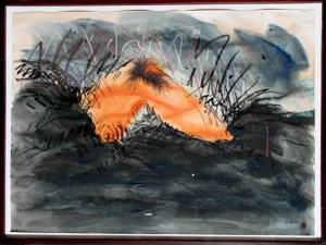 Jody Pinto Jody Pinto, "Orange Leg Landscape," Mixed Media Drawing, 1979 1979