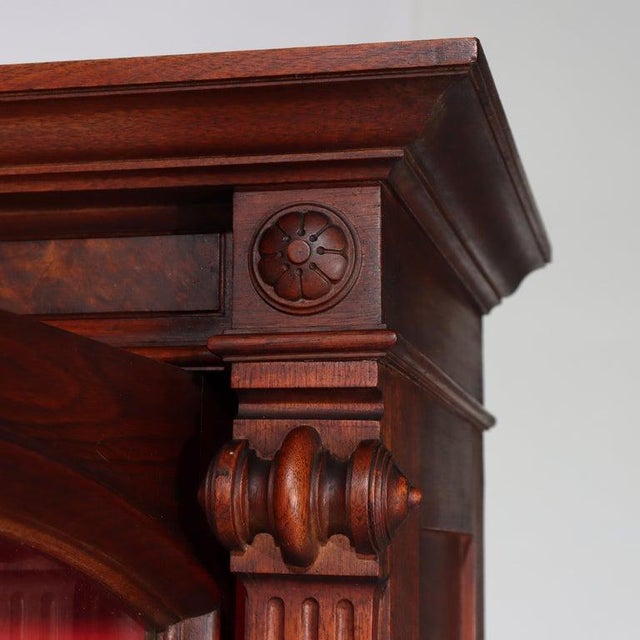 Antique Victorian Empire Walnut & Burl Step Back Bookcase C1880 For Sale - Image 13 of 18