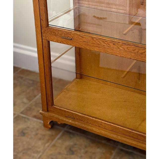 Early 20th Century Oak and Glass Floor Display Case, Fold Down Front Glass For Sale - Image 13 of 17