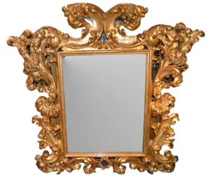 18th C. Italian Carved Giltwood Baroque Mirror