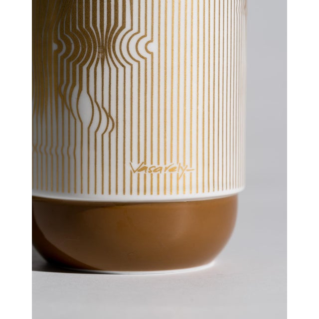 Gilt Manipur Duo Form Vase by Victor Vasarely and Ambrogio Pozzi for Rosenthal, 1970s For Sale - Image 6 of 8