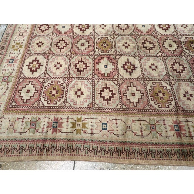 Mid 20th Century Mid-20th Century Turkish Oushak Tribal Turkoman Inspired Room Size Carpet For Sale - Image 5 of 8