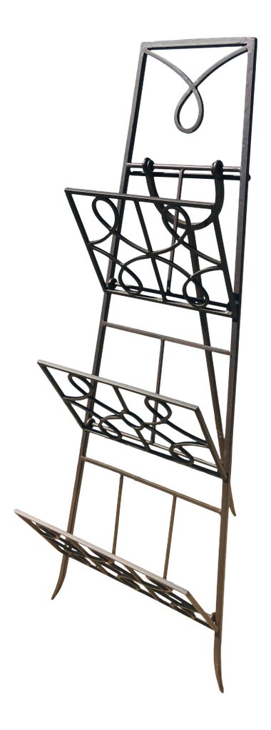 Vintage Hand Wrought Iron Magazine Stand/ Rack