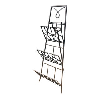 Vintage Hand Wrought Iron Magazine Stand/ Rack For Sale