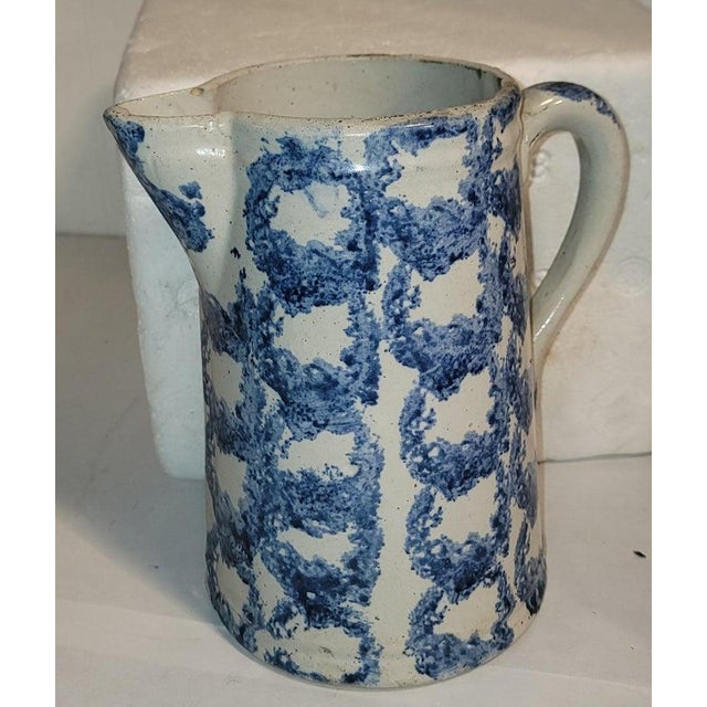 Folk Art 19th Century Collection of Three 19Thc Sponge Ware Pitchers For Sale - Image 3 of 6