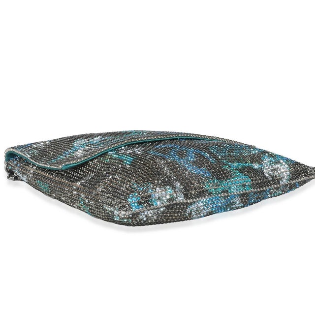 Silver Blue Graffiti CC Chainmail Flap Bag For Sale In New York - Image 6 of 9