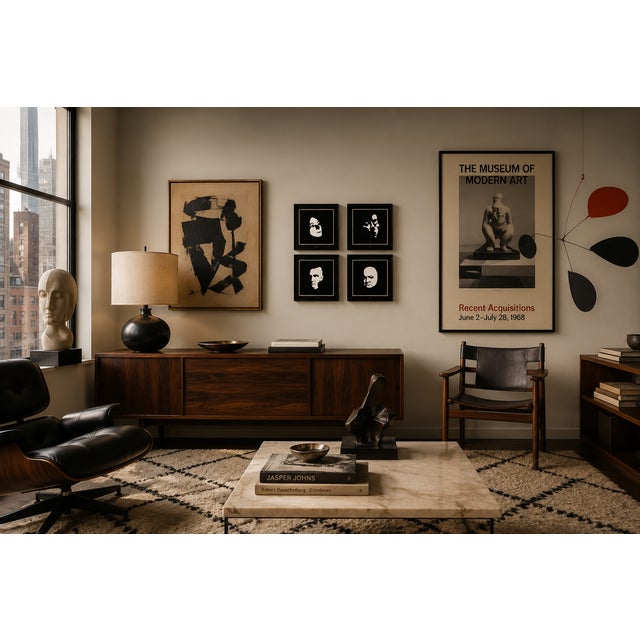 Set of 4 Original 1960s Monochrome Paintings by Earl Hubbard (Jfk, Lincoln, Churchill, Barbara Marx Hubbard) For Sale - Image 10 of 10