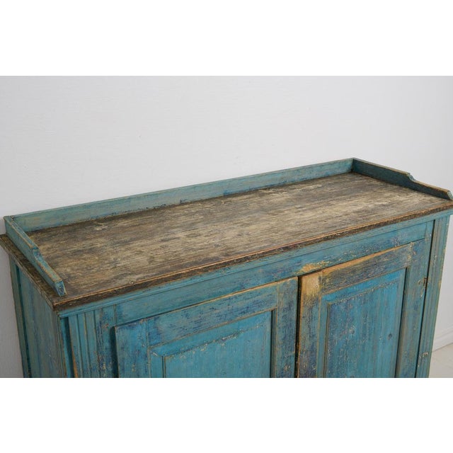 Antique Swedish Gustavian Blue Painted Country Sideboard For Sale - Image 9 of 14