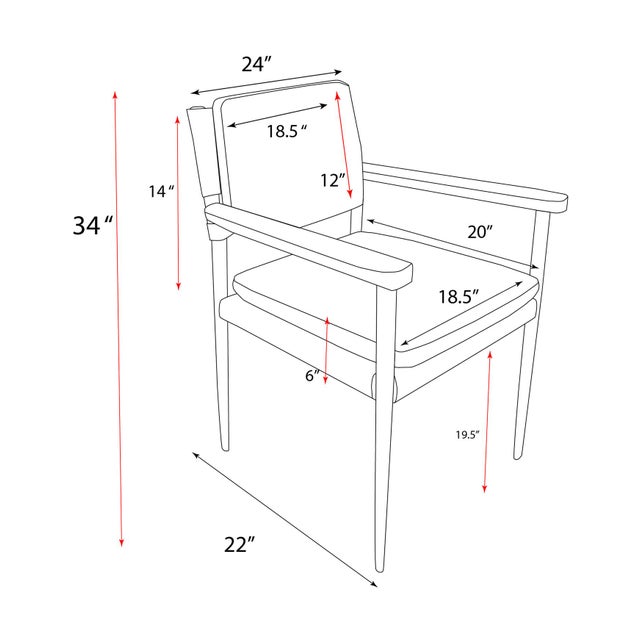 Pasargad Home Capri Top Grain Leather Dining Chair With Armrests For Sale In New York - Image 6 of 6