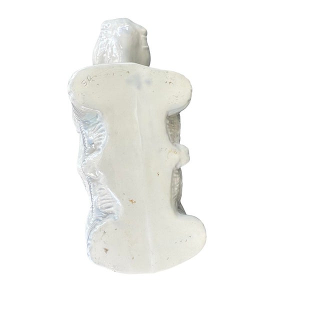 Vintage Large White Glazed Ceramic Elephant Planter / Cachepot For Sale In Greenville, SC - Image 6 of 7