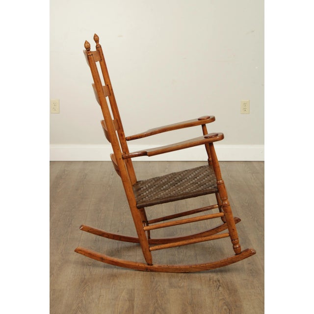19th Century Antique Shaker Style Maple Ladder Back Rocker For Sale - Image 5 of 13