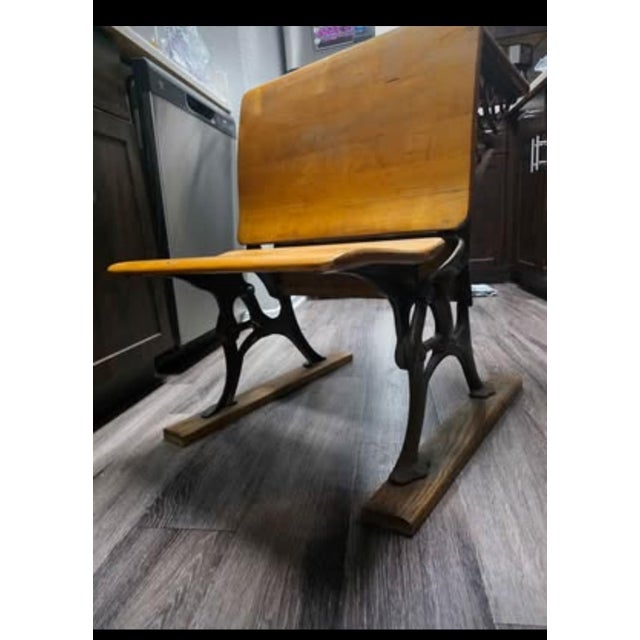 Authentic 19th-Century Cast Iron and Wood School Desk – Grand Rapids, MI (1885) Bring a genuine piece of American history...