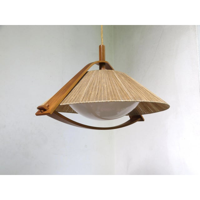 Wood German Teak and Acrylic Glass Ceiling Lamp from Temde, 1960s For Sale - Image 7 of 18