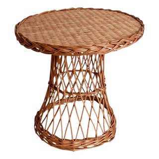 Wicker Coastal Style Side Table, 1960s For Sale