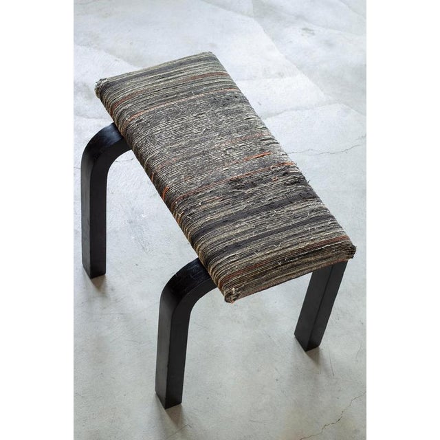 Swedish made modernist stool by unknown maker and designer. Clearly inspired by the bent wood furniture of Alvar Aalto....