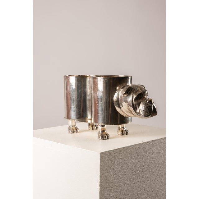 Mid-Century Modern Bulldog Bottle Holder in Polished Metal, 1970s For Sale - Image 3 of 14