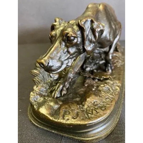 Bronze Dog Statue on Base by P J Mene For Sale - Image 9 of 13