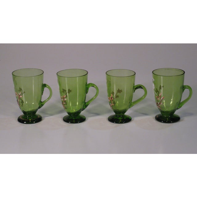 Tea Glass Cups Karl Moser Style Hand Panted Enamel Renaissance Guardsmen Green - Set of 4 For Sale - Image 14 of 17