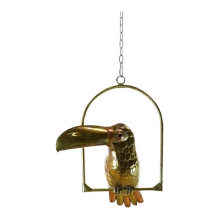 1960s Sculpture of Toucan on Hanging Perch Attributed to Sergio Bustamante For Sale