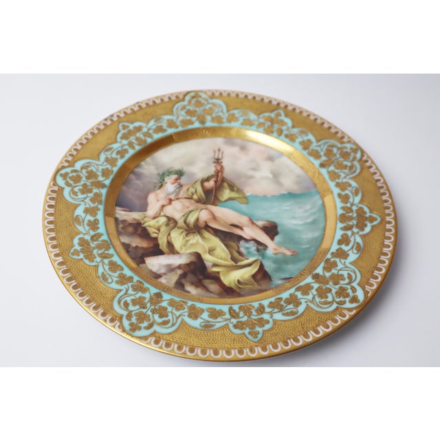 Cabinet Plate with Poseidon on a Rock in the Ocean Motif, 1800s For Sale - Image 6 of 12