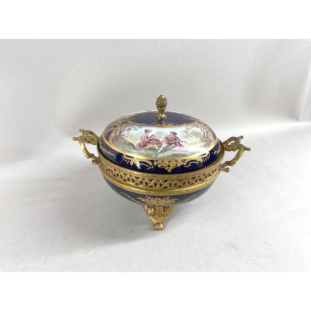 Early 20th Century Early 20thC Sevres Blue Porcelain Bronze Bowl - 1 Pc For Sale - Image 5 of 16