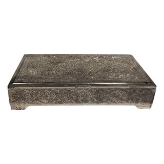 1970s Hand-Engraved 84 Silver Decorative Box For Sale
