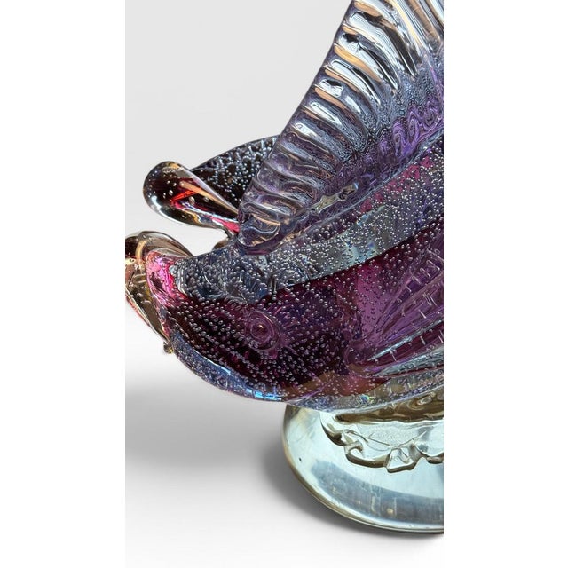 Large Vintage Alfredo Barbini Attributed Murano Glass Double Fish Sculpture Mid Century Italian Art Glass Centerpiece For Sale - Image 16 of 18