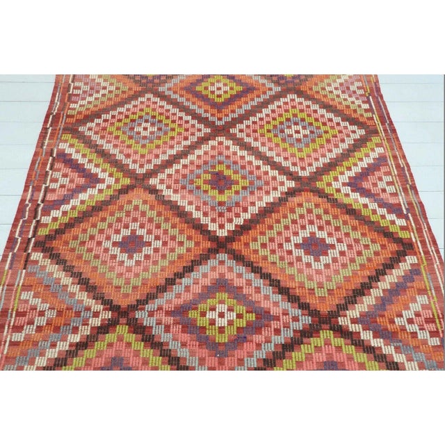 Mid-Century Modern Vintage Turkish Barak Kilim Rug - 65"x122" For Sale - Image 3 of 12